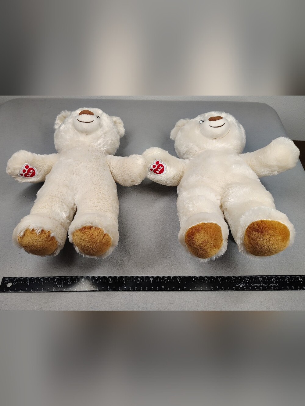 Build-A-Bear Cream Plush Bear with Brown Paw Pads (Pair) Twins